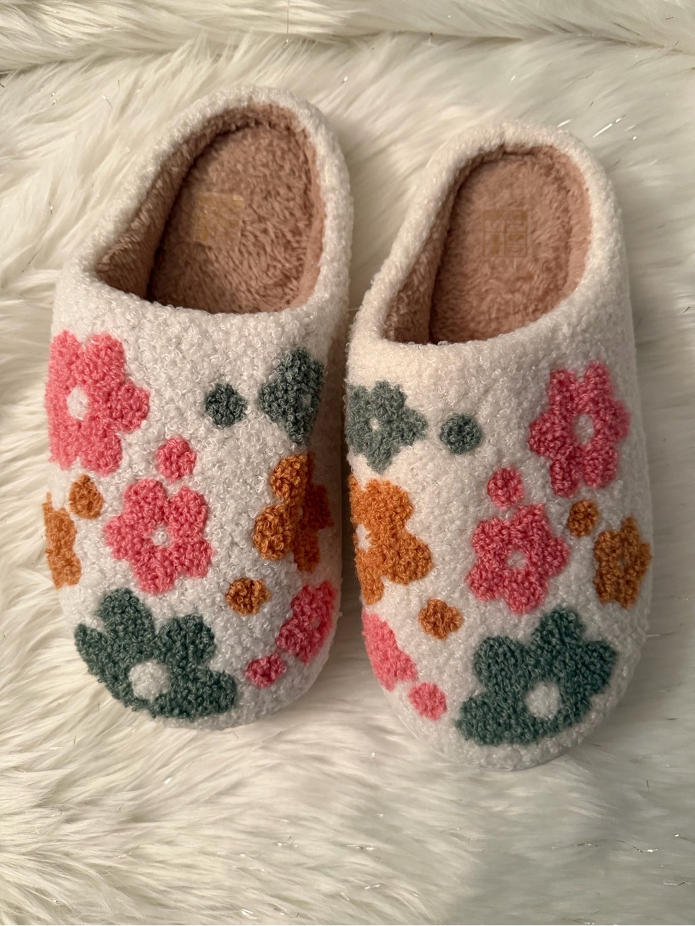 Source Unknown Floral Women’s Slippers - Pink, Green & Orange